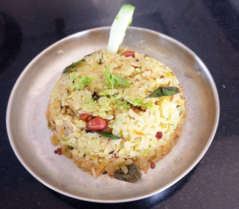 Poha with raw mango ingredients